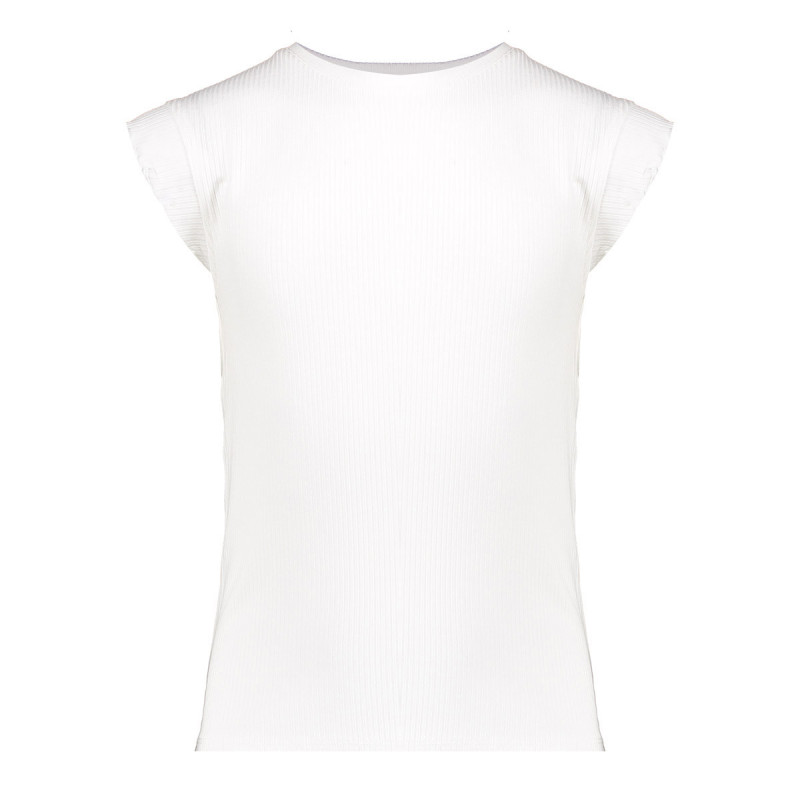 Geisha T-shirt rib ruffle sleeves off-white