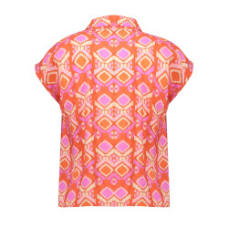 Geisha Blouse all over print mandarine red/ecru/blush