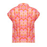 Geisha Blouse all over print mandarine red/ecru/blush