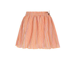 NoNo Norah Striped Plissee Skirt Orange Coral
