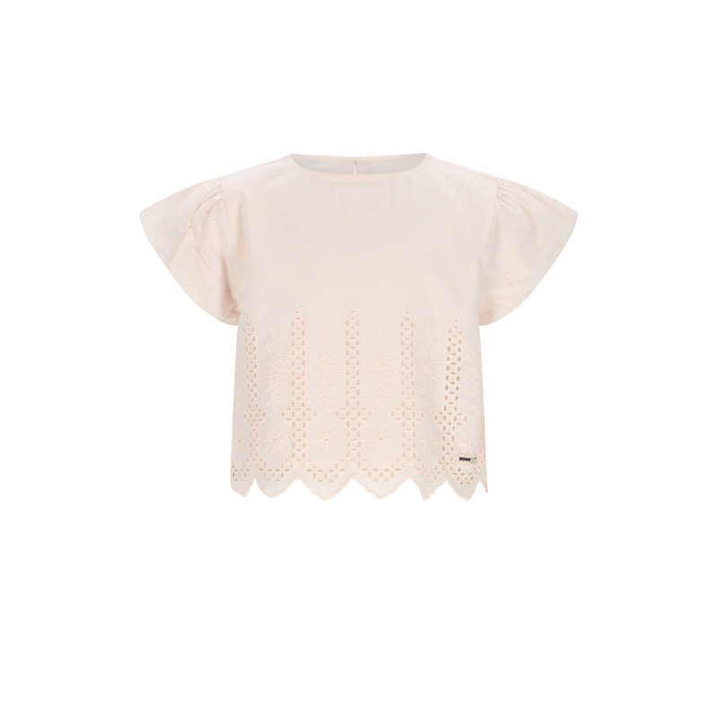 NoNo Tika Blouse with embroidered Border Hint of a Tint Salmon