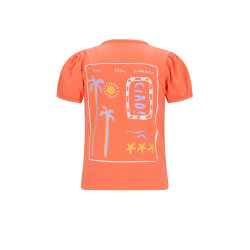 NoNo Karen Tshirt S/SL with CIAO print at back Orange Coral