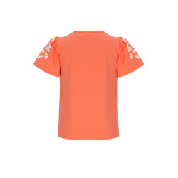 NoNo Kaby Tshirt S/SL Daisyflower puffprint at sleeve Orange Coral