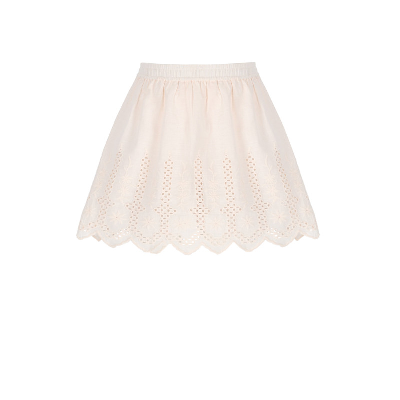 NoNo Nova Skirt with Embroidered Border Hint of a Tint Salmon