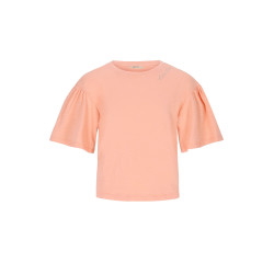 Like Flo Estelle Flo girls tee with ruffle sleeves Soft peach