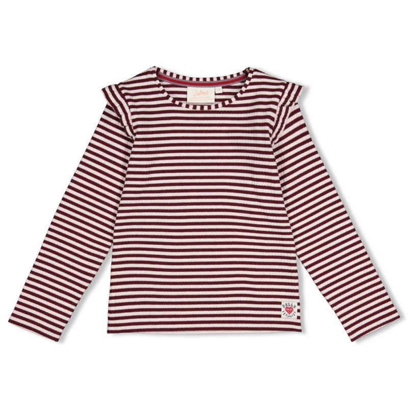 Jubel Longsleeve rib met streep - Daily Princess Bordeaux