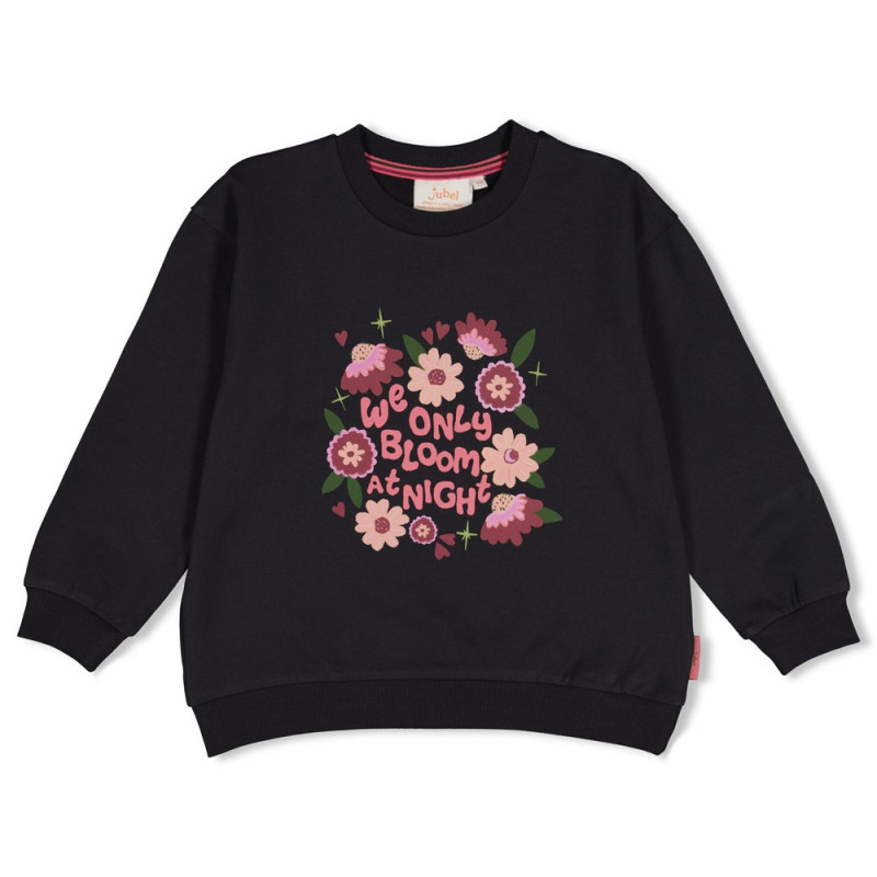 Jubel Sweater relaxed fit - Moon Flowers Antraciet