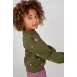 Jubel Sweater met borduursels - Moon Flowers Olijf