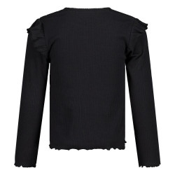 Jubel Longsleeve rib - Moon Flowers Antraciet