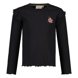 Jubel Longsleeve rib - Moon Flowers Antraciet