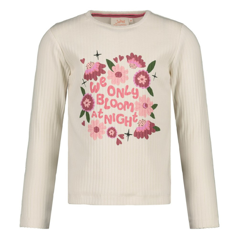 Jubel Longsleeve rib - Moon Flowers Offwhite