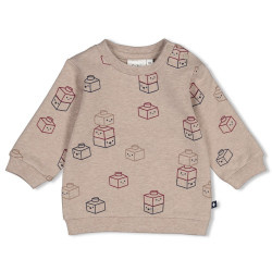 Feetje Sweater AOP - Built for Fun Taupe melange