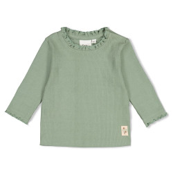 Feetje Longsleeve pointelle rib - Lucky Bloombird Jade Groen