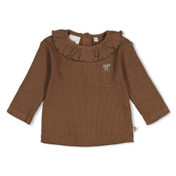 Feetje Longsleeve pointelle rib - Lucky Bloombird Bruin