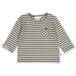 Feetje Longsleeve rib met streep - Wiggle and Waddle Groen
