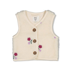 Feetje Teddy gilet met borduursels - Afternoon Tea Creme