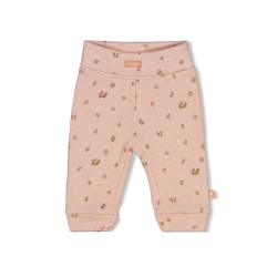 Feetje Broek pointelle rib AOP - Fall in Love Roze melange