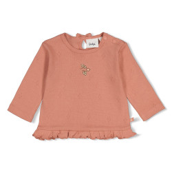 Feetje Longsleeve pointelle rib - Fall in Love Roze
