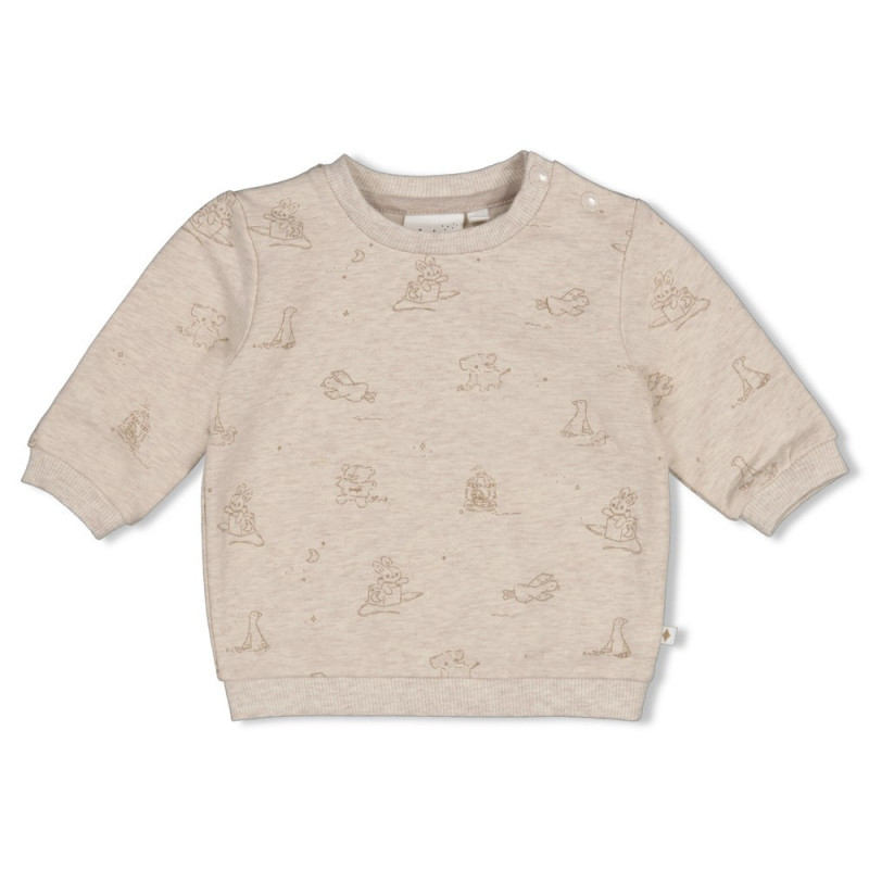 Feetje Sweater AOP - The Cuddle Company Taupe melange