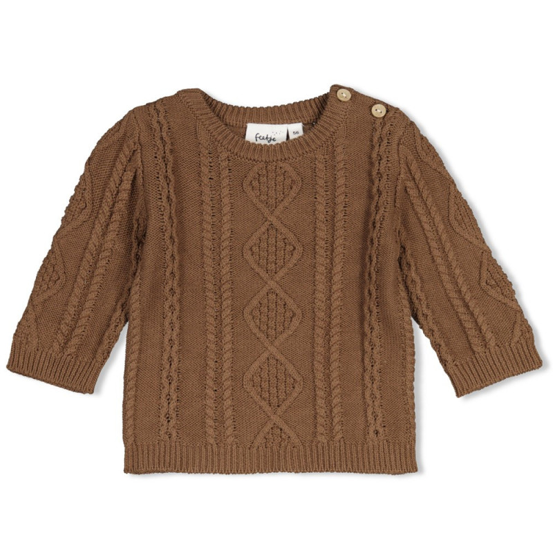 Feetje Sweater gebreid cable-knit - The Knits Bruin