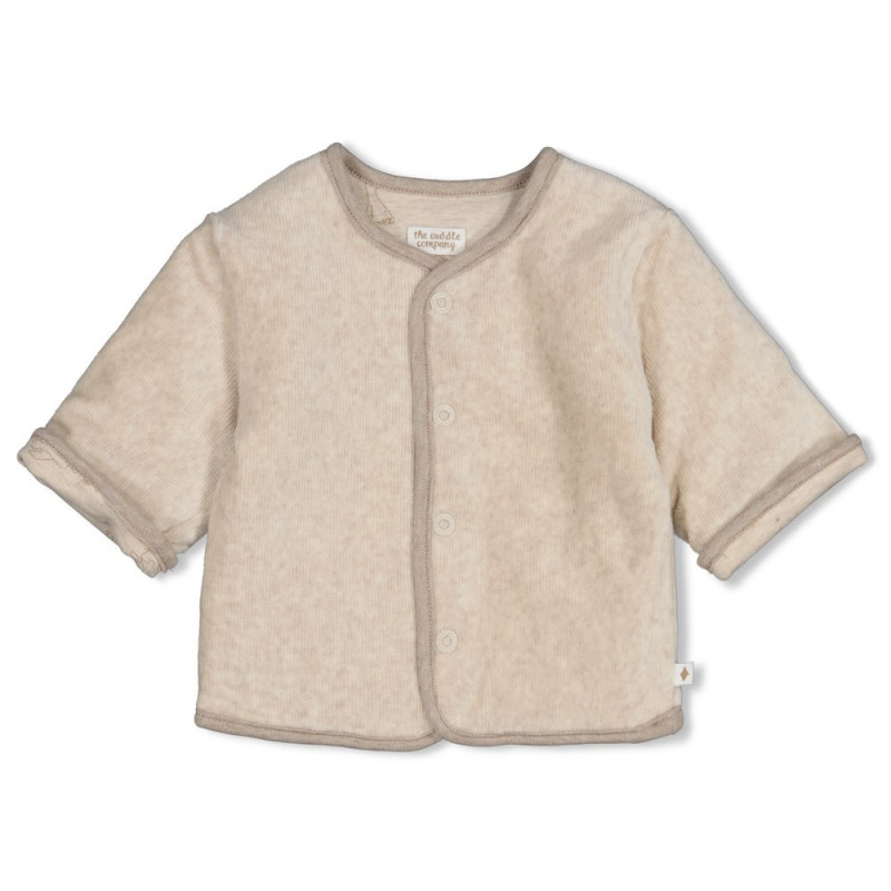 Feetje Omkeerbaar jasje velours rib - The Cuddle Company Taupe melange