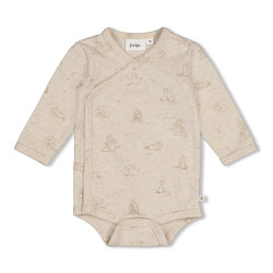 Feetje Wikkelromper AOP - The Cuddle Company Taupe melange