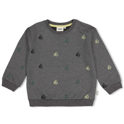 Sturdy Sweater met borduursels relaxed fit - Fix It Antraciet melange