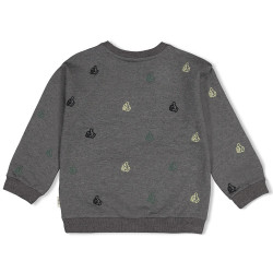 Sturdy Sweater met borduursels relaxed fit - Fix It Antraciet melange