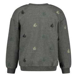 Sturdy Sweater met borduursels relaxed fit - Fix It Antraciet melange