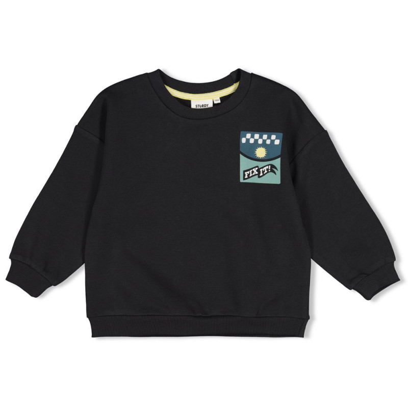 Sturdy Sweater met backprint oversized - Fix It Antraciet