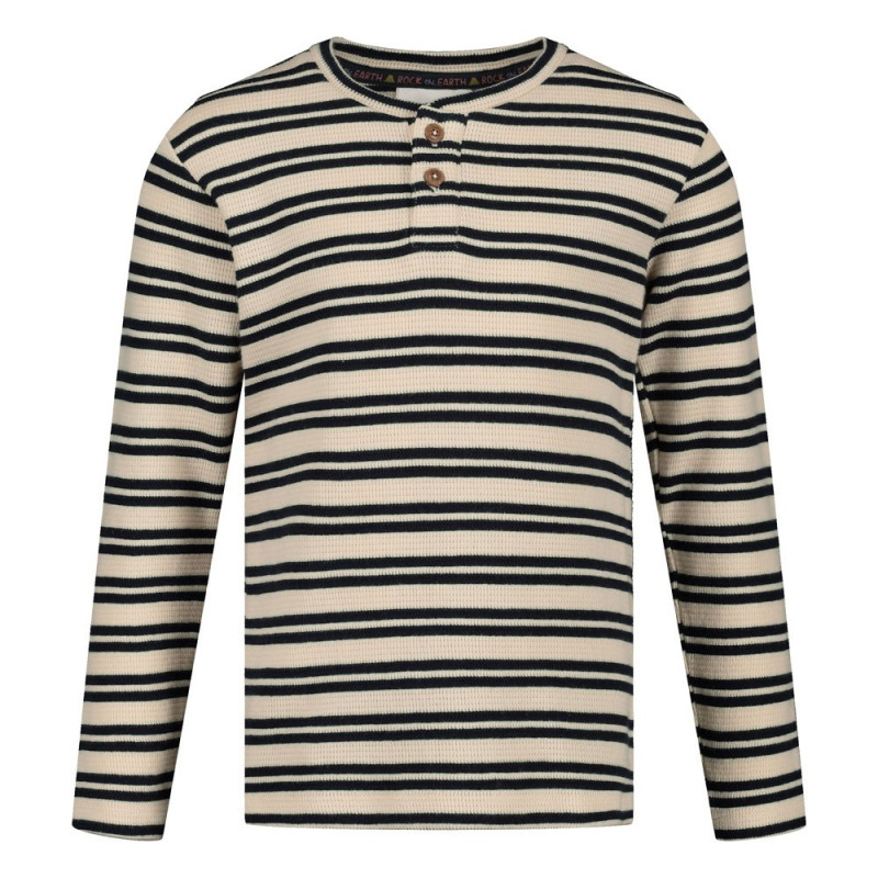 Sturdy Longsleeve rib met streep - Rock the Earth Offwhite