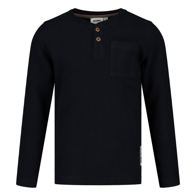 Sturdy Longsleeve wafelstructuur - Rock the Earth d.Blauw