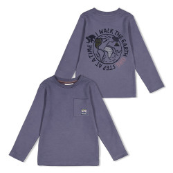 Sturdy Longsleeve met backprint - Rock the Earth Blauw