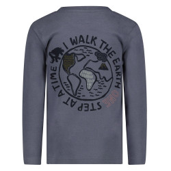 Sturdy Longsleeve met backprint - Rock the Earth Blauw