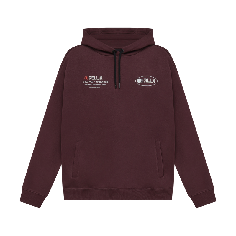 Rellix Loose Fit Hoodie Chest Brushed Dusty Bordeaux
