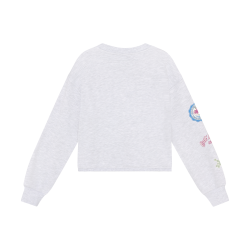 Indian Blue Jeans Sweater Patches Grey White Melange