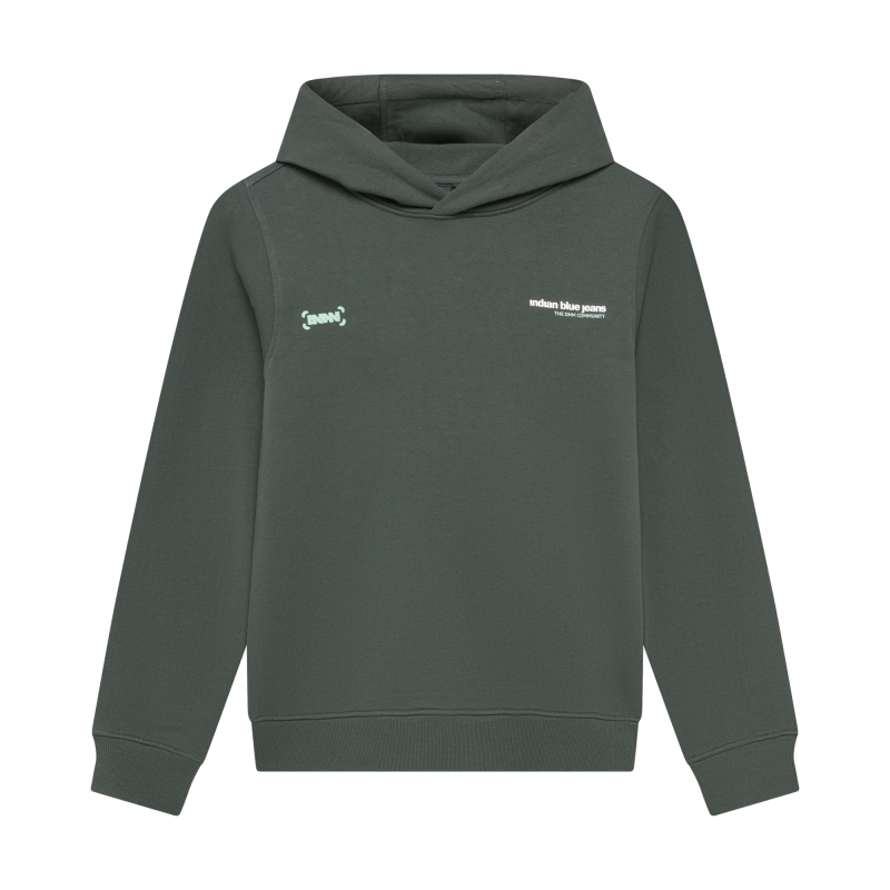 Indian Blue Jeans Hoodie Indian Brushed Dust Army