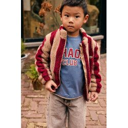 Daily Seven Teddy Jacket Striped Rythmic Red