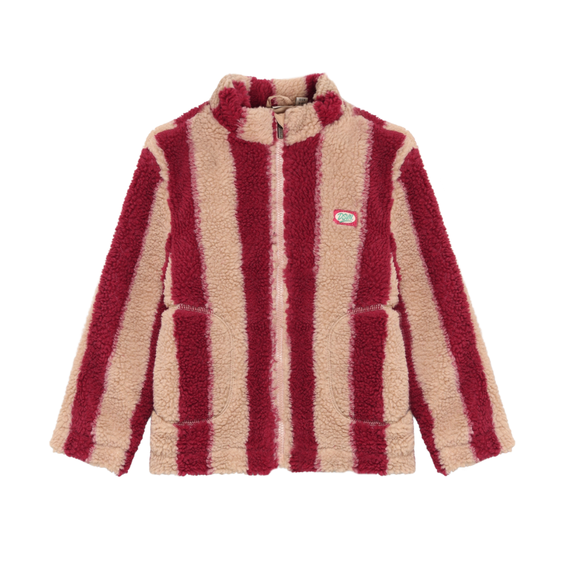 Daily Seven Teddy Jacket Striped Rythmic Red