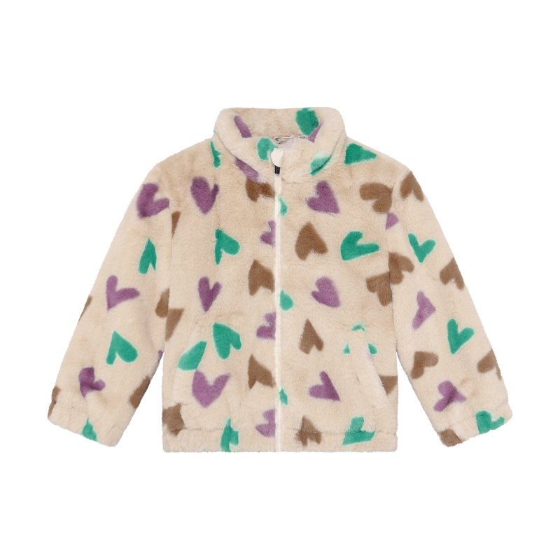 Daily Seven Teddy Jacket Hearts Sandshell
