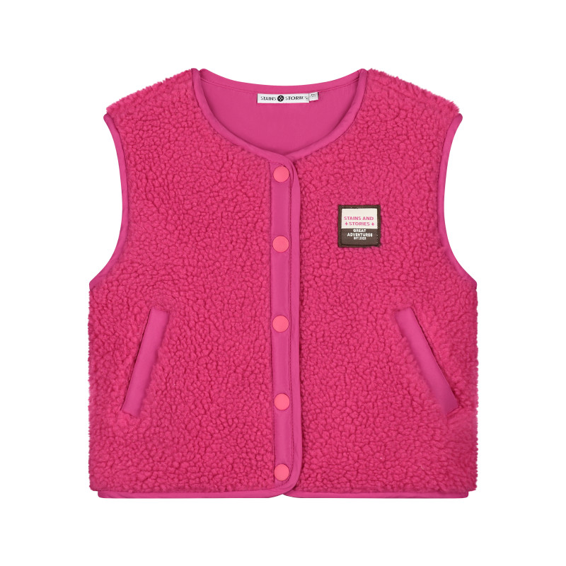Stains and Stories girls teddy gilet Magenta