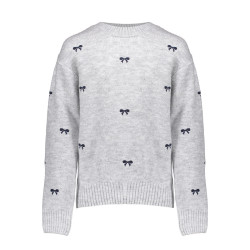 Geisha Pullover little bow embroidery grey/navy