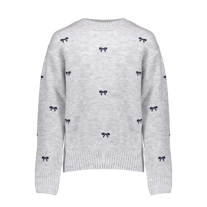 Geisha Pullover little bow embroidery grey/navy