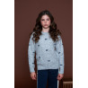 Geisha Pullover little bow embroidery grey/navy