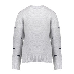 Geisha Pullover little bow embroidery grey/navy