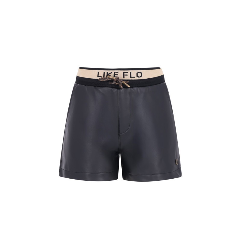 Like Flo Faylinn Flo girls faux leather short with fancy jacquard rib WB Antra