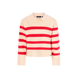 Like Flo Dena Flo girls stripe knit with scallop collar Red stripe