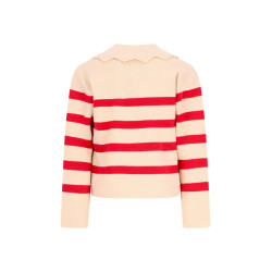 Like Flo Dena Flo girls stripe knit with scallop collar Red stripe