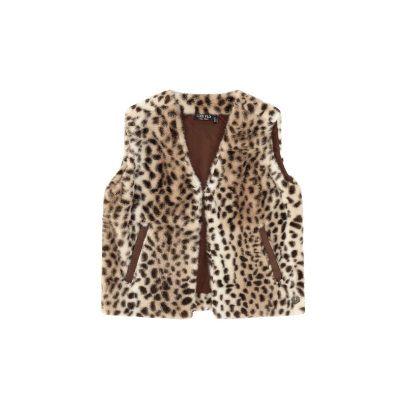 Like Flo Didi Flo girls faux fur gilet with closure Animal