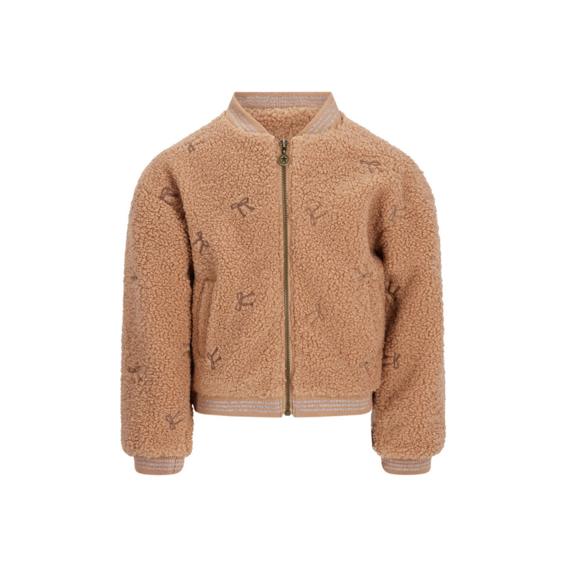 Like Flo Dionne Flo girls teddy embroidery cardigan Cream